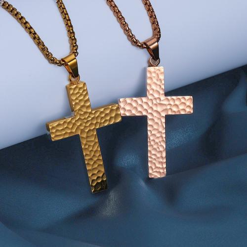 Stainless Steel Jewelry Necklace, 304 Stainless Steel, Cross, fashion jewelry & Unisex, more colors for choice, Length:Approx 45 cm, Sold By PC