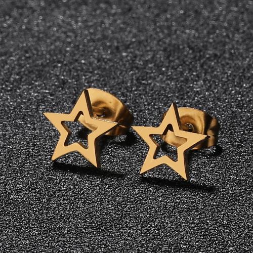 Stainless Steel Stud Earrings, 304 Stainless Steel, Star, fashion jewelry & for woman, more colors for choice, 7x7.50mm, Sold By Pair