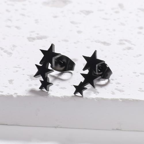 Stainless Steel Stud Earrings, 304 Stainless Steel, Star, fashion jewelry & for woman, more colors for choice, 12x8mm, Sold By Pair