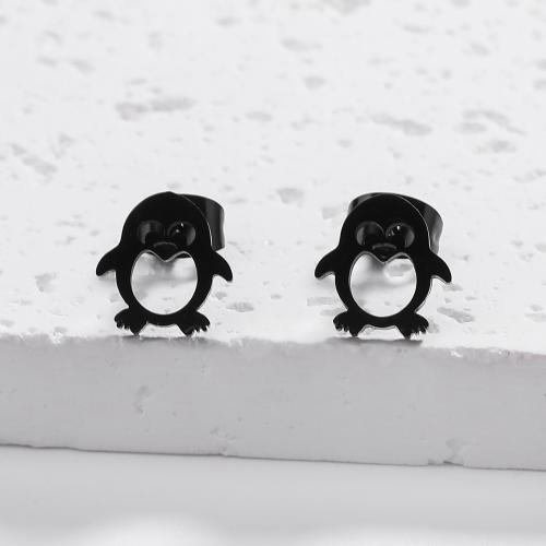 Stainless Steel Stud Earrings 304 Stainless Steel Penguin fashion jewelry & for woman & hollow Sold By Pair