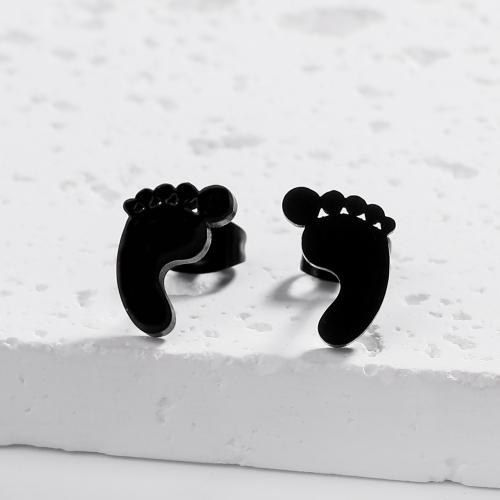 Stainless Steel Stud Earrings 304 Stainless Steel Footprint fashion jewelry & for woman Sold By Pair