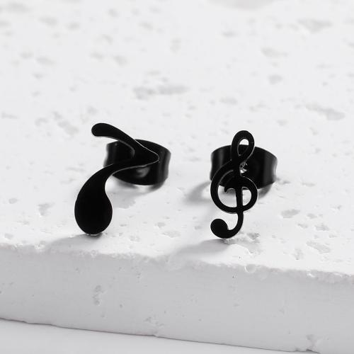 Asymmetric Earrings, 304 Stainless Steel, Music Note, fashion jewelry & for woman, more colors for choice, Sold By Pair