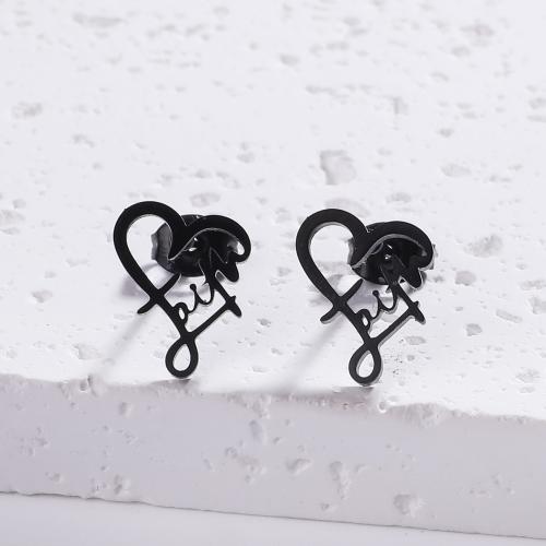 Stainless Steel Stud Earrings 304 Stainless Steel Heart fashion jewelry & for woman Sold By Pair