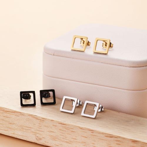 Stainless Steel Stud Earrings 304 Stainless Steel Square fashion jewelry & for woman Sold By Pair