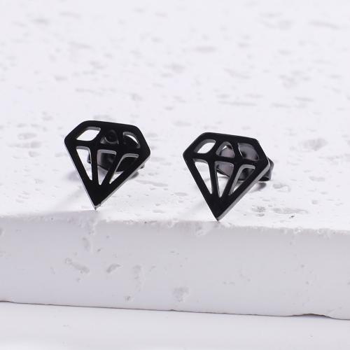 Stainless Steel Stud Earrings 304 Stainless Steel Diamond Shape fashion jewelry & for woman Sold By Pair