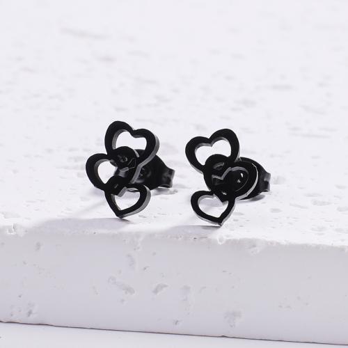 Stainless Steel Stud Earrings, 304 Stainless Steel, Heart, fashion jewelry & for woman, more colors for choice, 7.50x10mm, Sold By Pair