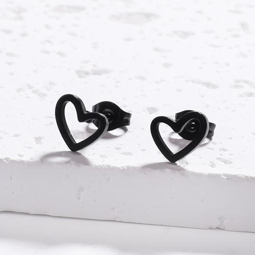 Stainless Steel Stud Earrings, 304 Stainless Steel, Heart, fashion jewelry & for woman, more colors for choice, 9x9mm, Sold By Pair