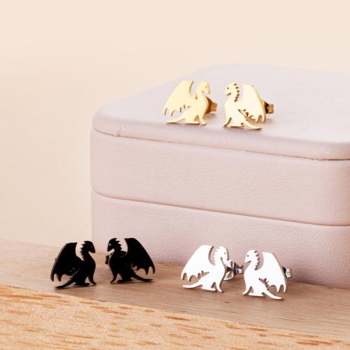 Stainless Steel Stud Earrings 304 Stainless Steel Dinosaur fashion jewelry & for woman Sold By Pair