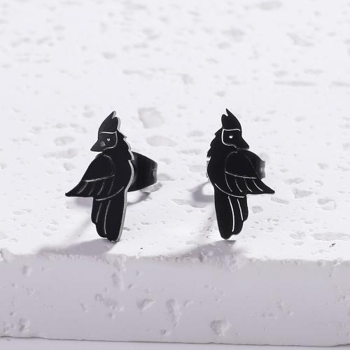 Stainless Steel Stud Earrings, 304 Stainless Steel, Bird, fashion jewelry & for woman, more colors for choice, 12x8mm, Sold By Pair