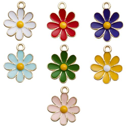 Zinc Alloy émail Pendants, alliage de zinc, margueritepâquerette, DIY, plus de couleurs à choisir, 15x18mm, Vendu par PC