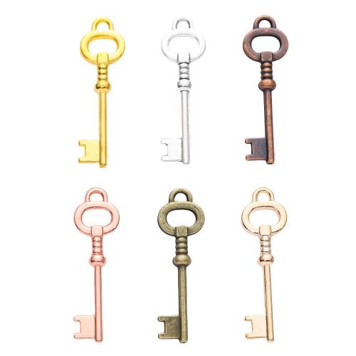 Tibetan Style Key Pendants, plated, DIY, more colors for choice, nickel, lead & cadmium free, 30x9x3mm, Approx 100PCs/Bag, Sold By Bag