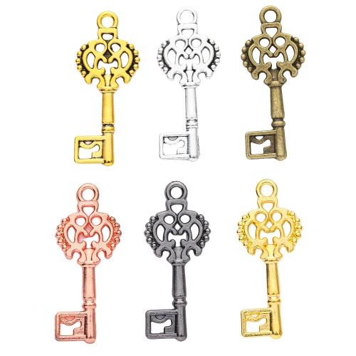 Tibetan Style Key Pendants, plated, DIY, more colors for choice, nickel, lead & cadmium free, 28x12x1.50mm, Approx 100PCs/Bag, Sold By Bag