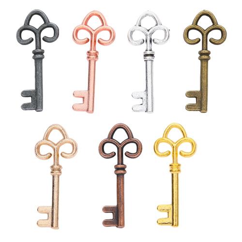 Tibetan Style Key Pendants, plated, DIY, more colors for choice, nickel, lead & cadmium free, 25x10x2mm, Approx 100PCs/Bag, Sold By Bag