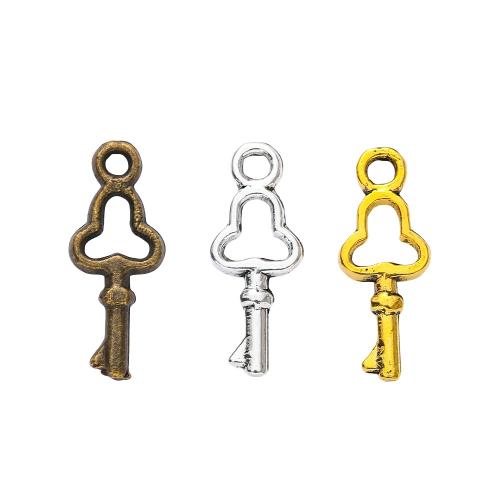 Tibetan Style Key Pendants, plated, DIY, more colors for choice, nickel, lead & cadmium free, 16x6x2mm, Approx 100PCs/Bag, Sold By Bag