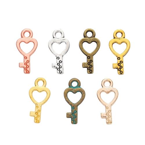 Tibetan Style Key Pendants, plated, DIY, more colors for choice, nickel, lead & cadmium free, 15x7x2mm, Approx 100PCs/Bag, Sold By Bag