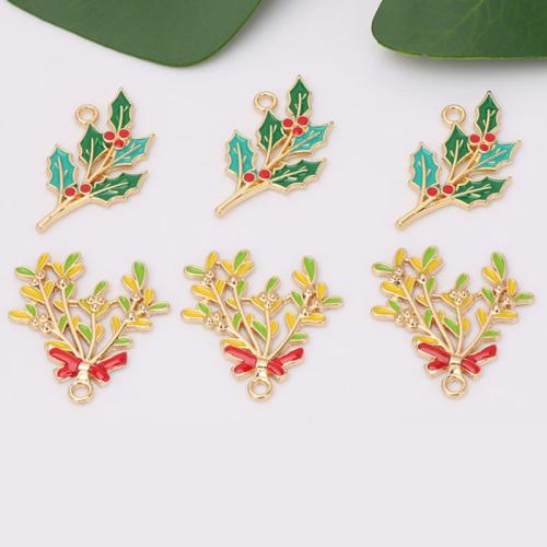 Tibetan Style Christmas Pendants, Branch, gold color plated, DIY & different size for choice & enamel, more colors for choice, nickel, lead & cadmium free, Approx 100PCs/Bag, Sold By Bag