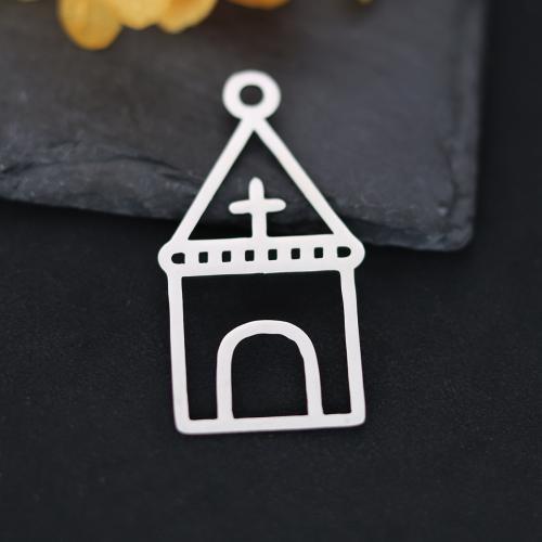 Edelstahl Schmuck Anhänger, 304 Edelstahl, Kirche, plattiert, DIY, keine, verkauft von PC