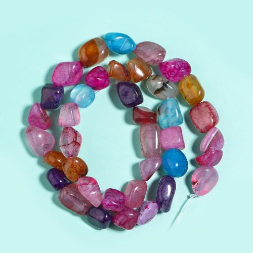 Agate Necklace, irregular, DIY, multi-colored, 38PCs/Strand, Sold By Strand