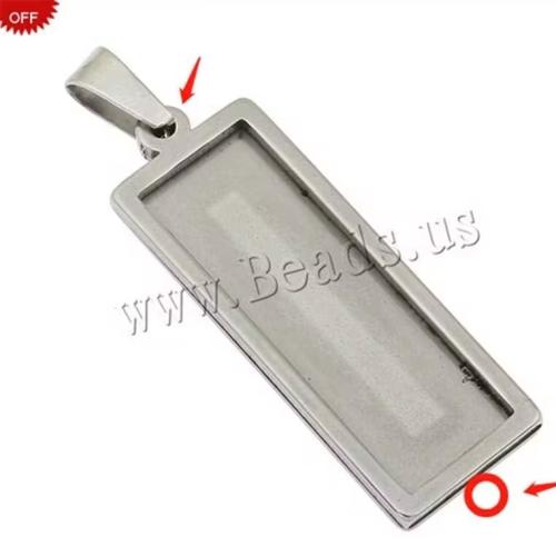 Stainless Steel Pendant Setting, 304 Stainless Steel, Rectangle, plated, DIY, 10x25mm, Sold By PC