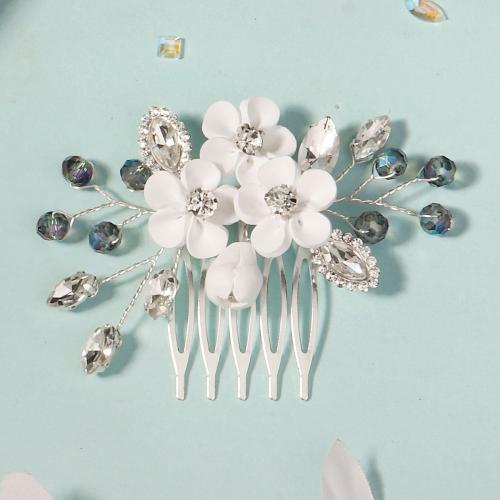 Decorative Hair Combs, Tibetan Style, with Clay, for bridal & with rhinestone, nickel, lead & cadmium free, Sold By PC