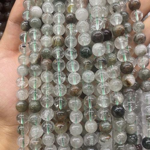 Natural Quartz Jewelry Beads, Green Phantom Quartz, Round, DIY, 8mm, 46PCs/Bag, Sold By Bag