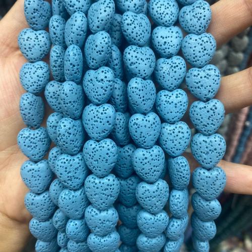 Natural Lava Beads, Heart, DIY, more colors for choice, 14x13mm, 60PCs/Strand, Sold By Strand