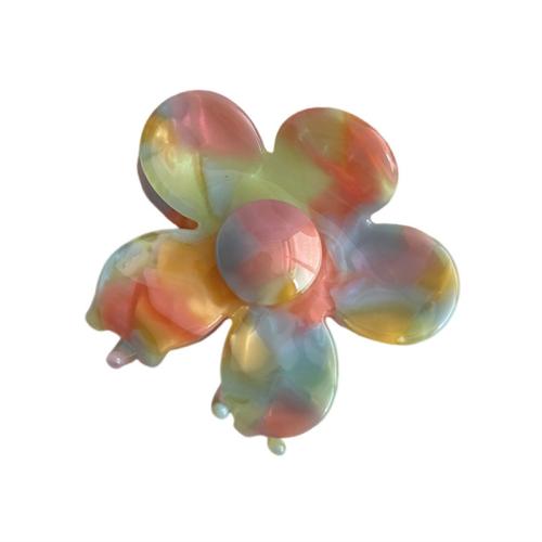 Pinces à cheveux griffes , Feuille d'acétate, fleur, bijoux de mode, multicolore, 65x55mm, Vendu par PC