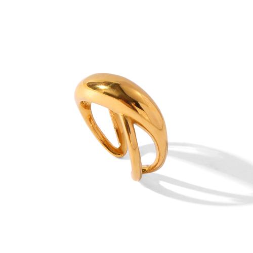 Vinger Ring in edelstaal, 304 roestvrij staal, gold plated, mode sieraden, gouden, Verkocht door PC