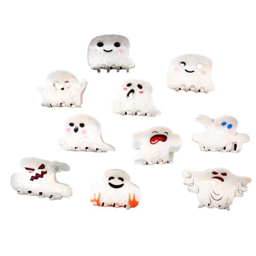 Hair Claw Clips PVC Plastic handmade Halloween Design & for woman white Sold By PC