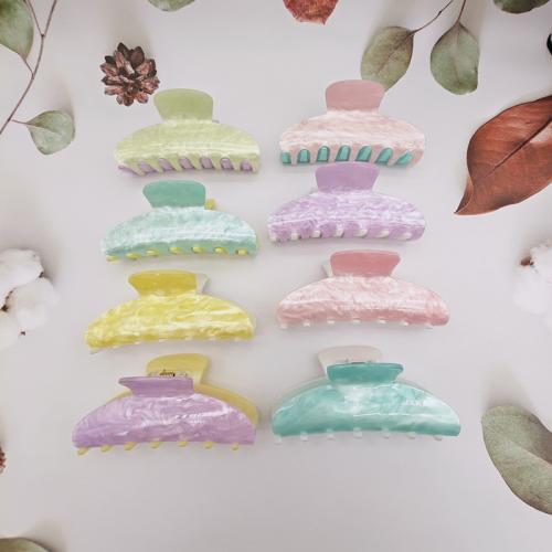 Hair Claw Clips, Acetate, handmade, for woman & two tone, more colors for choice, 90x40mm, Sold By PC