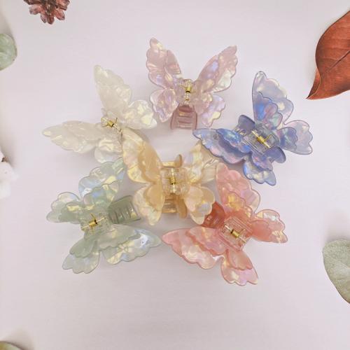 Hair Claw Clips PVC Plastic Butterfly handmade gradient color & for woman Sold By PC