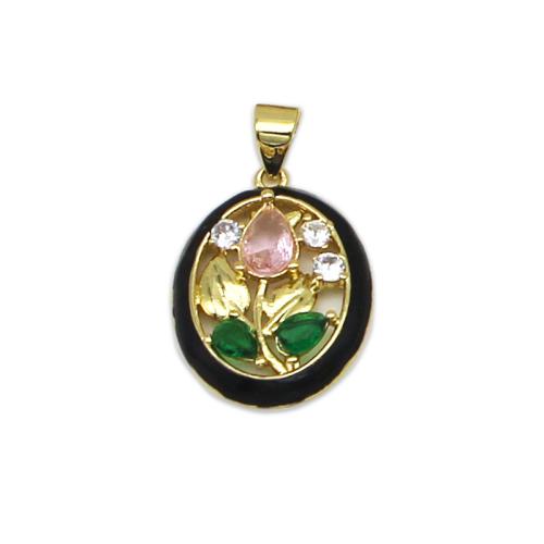 Cubic Zirconia Micro Pave Brass Pendant plated DIY & micro pave cubic zirconia & enamel Sold By PC