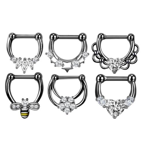 Joyería de Piercing de la nariz del acero inoxidable, acero inoxidable 316L, con metal, unisexo & diverso tamaño para la opción & diferentes estilos para la opción & micro arcilla de zirconia cúbica & esmalte, más colores para la opción, Vendido por UD