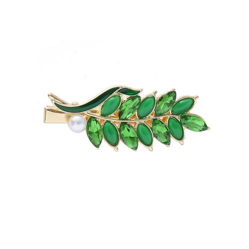 Alligator Hair Clip Zinc Alloy with Plastic Pearl handmade for woman & enamel & with rhinestone Sold By PC