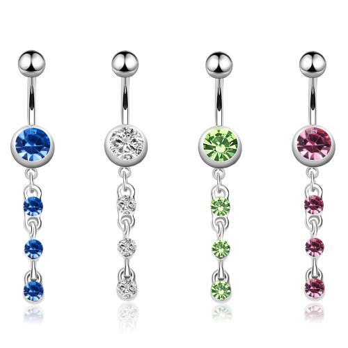 Stainless Steel Belly Ring, 316L Stainless Steel, Unisex & micro pave cubic zirconia, more colors for choice, Sold By PC