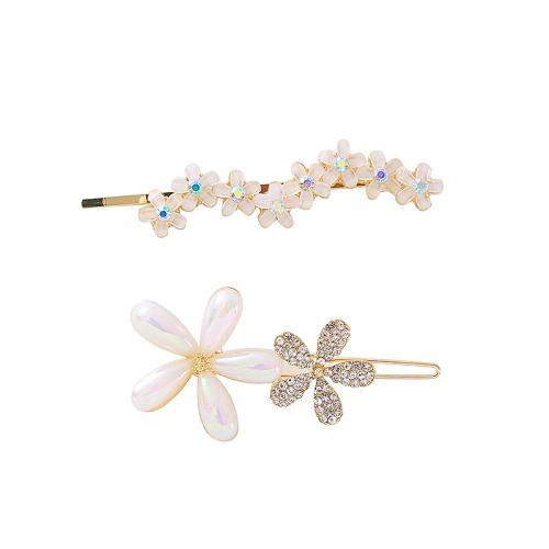 Hair Clip, Tibetan Style, with Cats Eye, plated, different styles for choice & for woman & with rhinestone, golden, Sold By PC