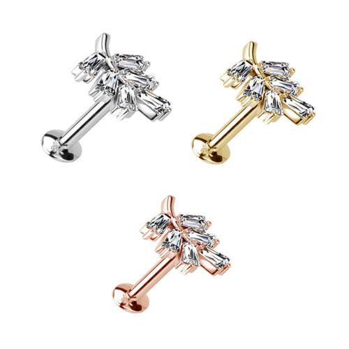 Stainless Steel Lip Ring, 316 Stainless Steel, with Brass, plated, Unisex & micro pave cubic zirconia, more colors for choice, Sold By PC