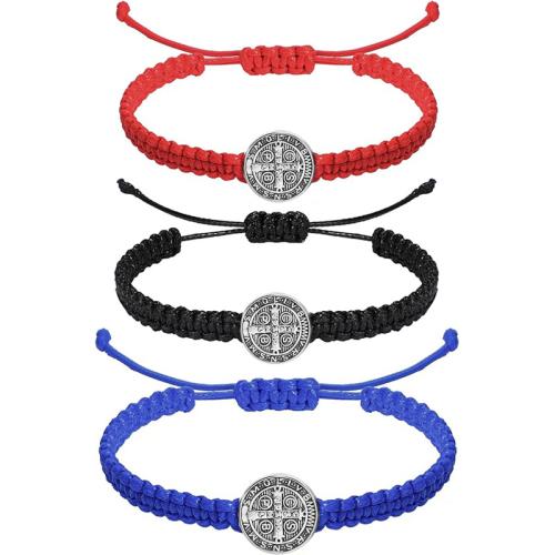 Bracelet en alliage de zinc, avec Fil de coton, unisexe, plus de couleurs à choisir, Longueur:Environ 16-27 cm, Vendu par PC