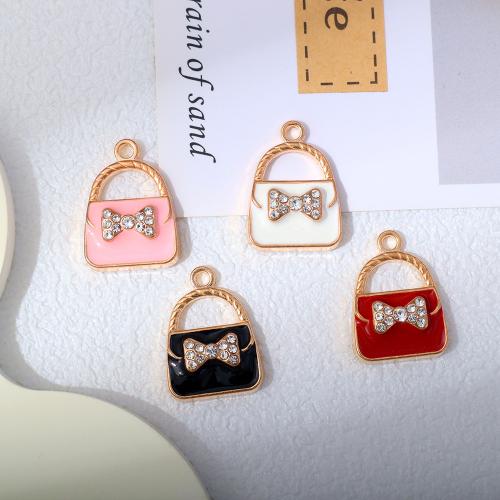 Zinc Alloy Enamel Pendants Handbag plated DIY & with rhinestone Sold By PC