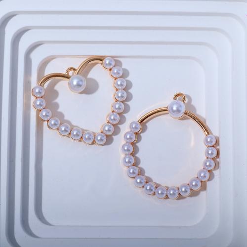 Zinc Alloy Pendants with Plastic Pearl plated DIY Sold By PC