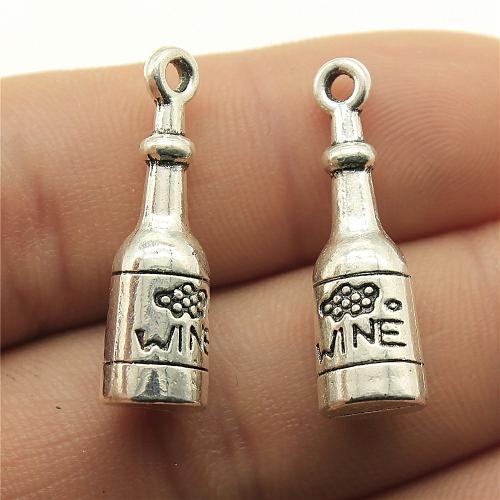 سبائك الزنك المعلقات, Winebottle, مطلي, ديي, المزيد من الألوان للاختيار, 28x8mm, تباع بواسطة PC