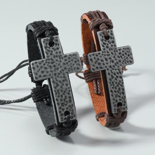 Pulseras de Cordón de PU, aleación de zinc, con Cáñamo & Cuero de PU, chapado, para hombre, más colores para la opción, libre de níquel, plomo & cadmio, Vendido por UD