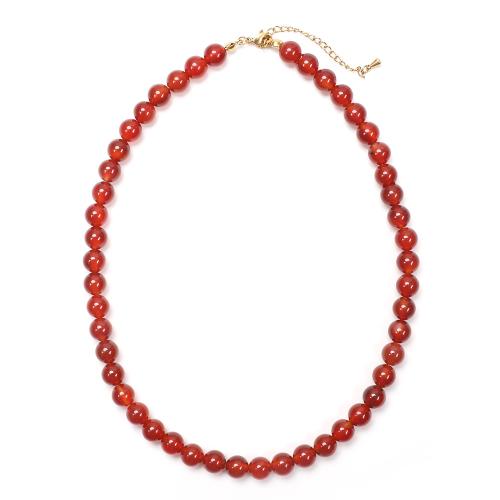 Collier agate, agate rouge, pour femme, rouge, Longueur 50 cm, Vendu par PC