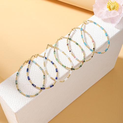 Seedbead Bracelet, with Natural Stone, for woman, more colors for choice, Length:14 cm, Sold By PC