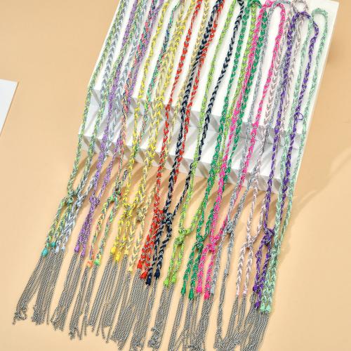 Parures de bijoux en acier inoxydable, Acier inoxydable 304, avec Fil de coton, styles différents pour le choix & pour femme, plus de couleurs à choisir, Longueur 50 cm, Vendu par PC