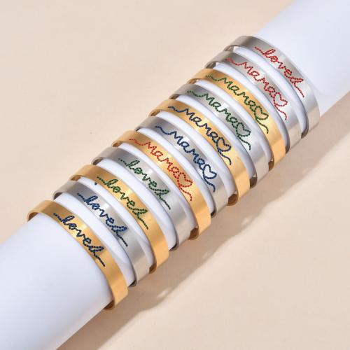 Stainless Steel Bangle, 304 Stainless Steel, with Cotton Thread, Vacuum Ion Plating, Unisex & different styles for choice, more colors for choice, Length:14-19 cm, Sold By PC