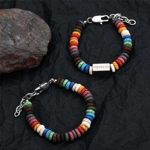 Pulsera de acero de titanio, Partículas de acero, con lava, unisexo & diferentes estilos para la opción, más colores para la opción, Vendido por UD