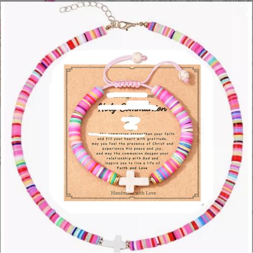 Jewelry Sets, Polymer Clay, with Howlite & Crystal Thread, different styles for choice & for woman, more colors for choice, Sold By PC