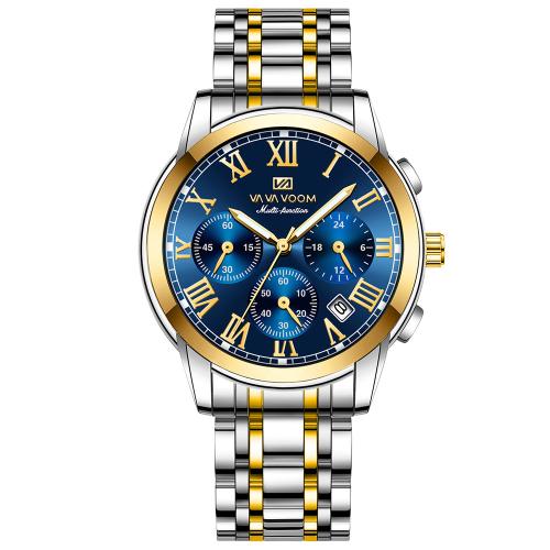 Zinc Alloy Watch Bracelet with Glass & 304 Stainless Steel Round plated Life water resistant & Chinese movement & with single calendar & for man & luminated Length Approx 22 cm Sold By PC