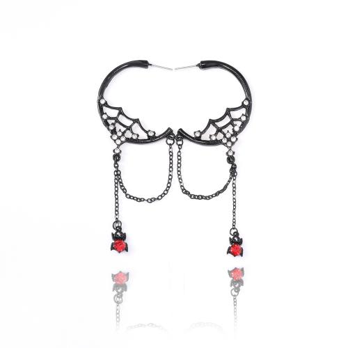 New Hot Halloween Jewelry and Decor Zinc Alloy Halloween Design & fashion jewelry & for woman & with rhinestone black Sold By Pair